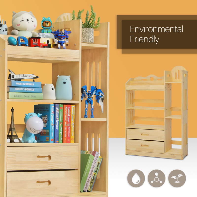 Red Barrel Studio® Multilevel Solid Wood Bookcase Storage Red Barrel Studio® Multilevel Solid Wood Bookcase Storage
